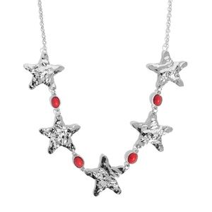 Silver and Red Star Necklace
